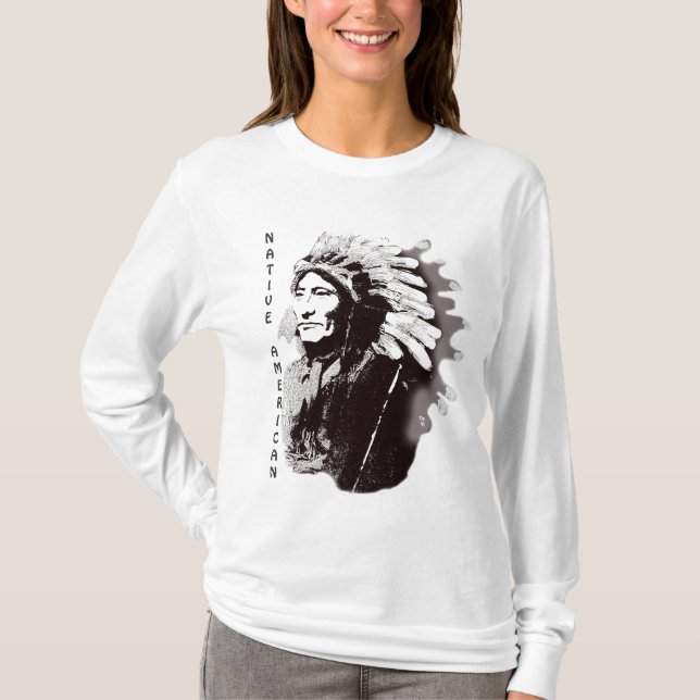 Camiseta Cavalo Grelha-Chefe de Sioux Nativo Americano (Frente)