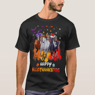 Camiseta Cavalo Halloween E Feliz Natal Feliz Hallotha