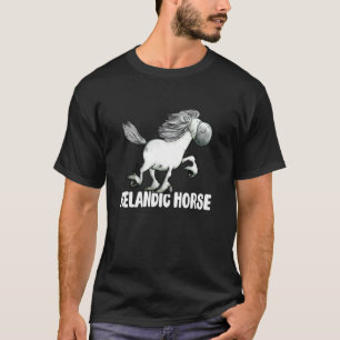 Camiseta Cavalo Islandês Branco Desenho Animado Cavalos Gai