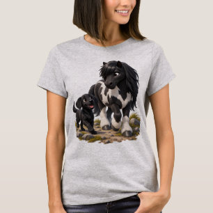Camiseta Cavalo Islandês e Labrador Melhores Amigos