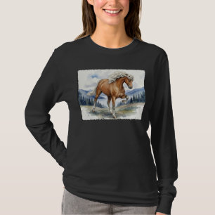 Camiseta Cavalo Islandês Edda Silver bay nas Montanhas S