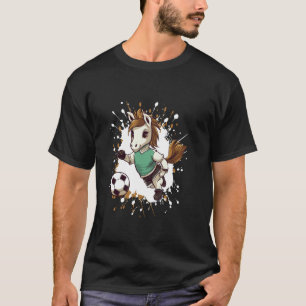 Camiseta Cavalo Jogando Futebol História em Quadrinhos Fofa