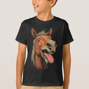 Camiseta Cavalo legal Que Mostra Cavalos De Língua Que Anda