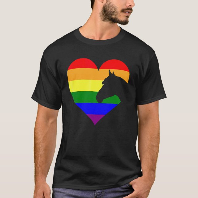 Camiseta Cavalo Lgbt Q Sinalizador Legal Orgulho gay do Arc (Frente)