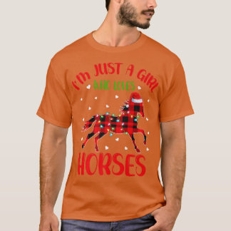 Camiseta Cavalo Luzes Xmas Familiares Correspondendo Cavalo