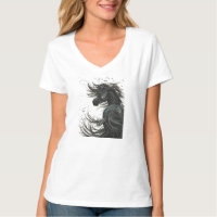 Cavalo majestoso do mustang pelo t-shirt de BiHrLe
