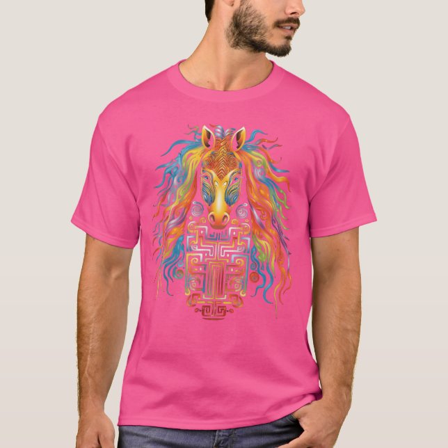 Camiseta Cavalo Mandala Animal Colorido (Frente)