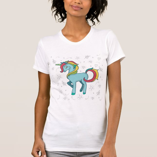 Camiseta Cavalo-marinho Azul com Rabiscos (Frente)