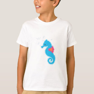 Camiseta Cavalo-Marinho Azul Desenho Animado