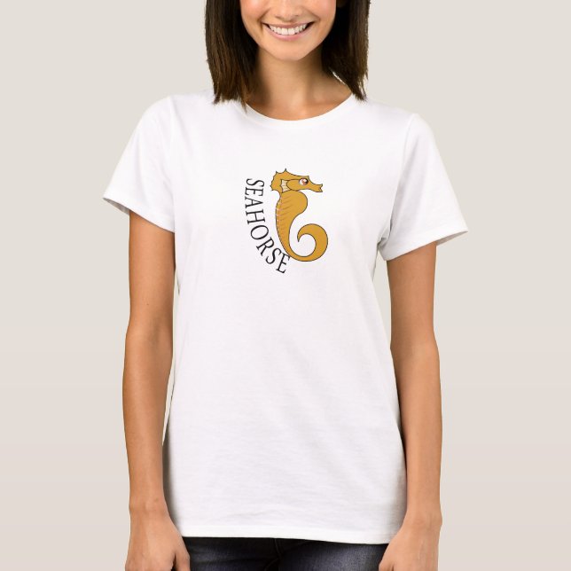 Camiseta Cavalo-marinho - Camisa-T básica de mulher branca (Frente)
