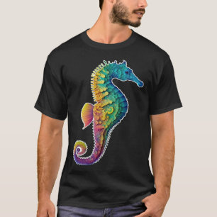 Camiseta Cavalo-marinho colorido Subaquático Mergulho Aq