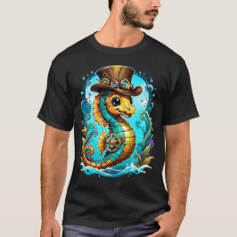 Camiseta Cavalo-marinho-de-boi bonito com um chapéu de na m