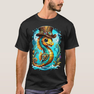 Camiseta Cavalo-marinho-de-boi bonito com um chapéu de na m