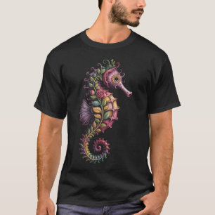 Camiseta Cavalo-Marinho de Flores Coloridas