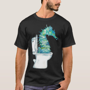 Camiseta Cavalo-marinho escovando dentes banheira aquarela