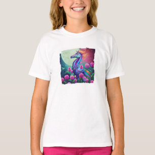 Camiseta cavalo-marinho floral fantasia