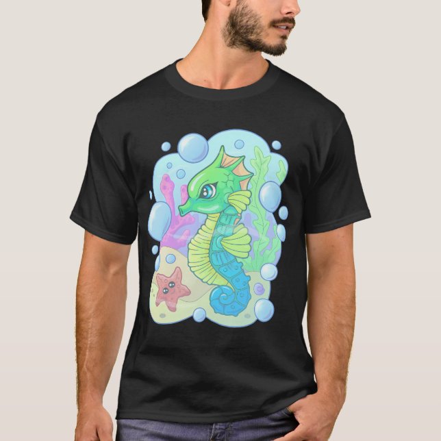 Camiseta cavalo-marinho fofo (Frente)