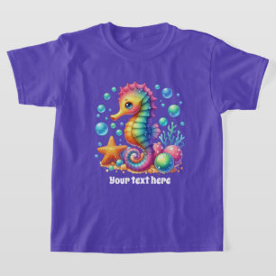Camiseta Cavalo-marinho fofo adicionar texto garotas