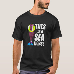 Camiseta Cavalo Marinho Menina de Equitação Cavalgando Es