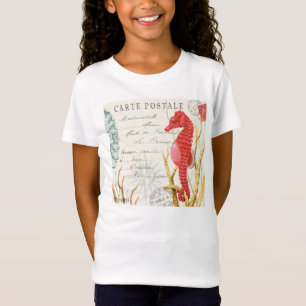 Camiseta cavalo marinho moderno do vintage