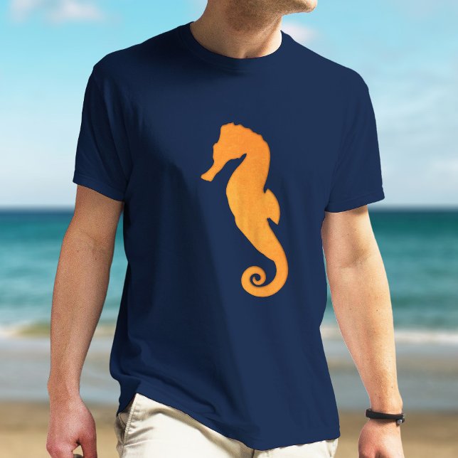 Camiseta Cavalo-marinho Silhouette Laranja Legal Simples Ná (Criador carregado)