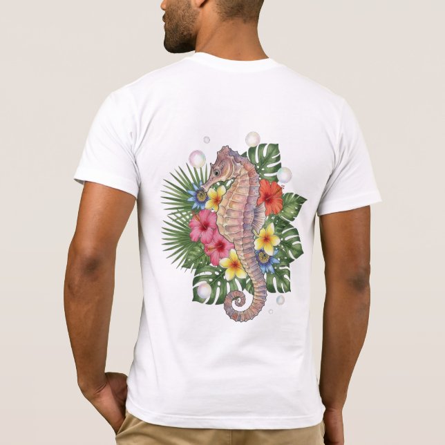Camiseta Cavalo-Marinho Tropical Floral (Verso)