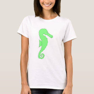 Camiseta Cavalo marinho verde no branco