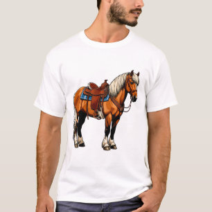 Camiseta Cavalo Marrom Com Sela
