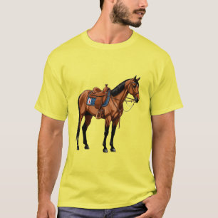 Camiseta Cavalo Marrom Com Sela