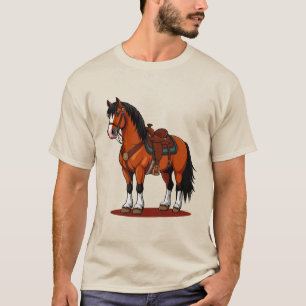 Camiseta Cavalo Marrom Com Sela