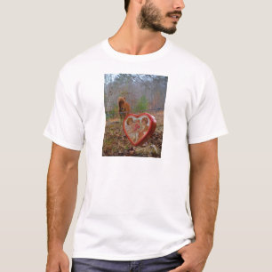 Camiseta Cavalo marrom diminuto do coração dos namorados