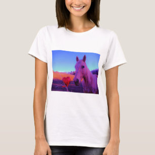 Camiseta Cavalo Marrom e Coração Vermelho