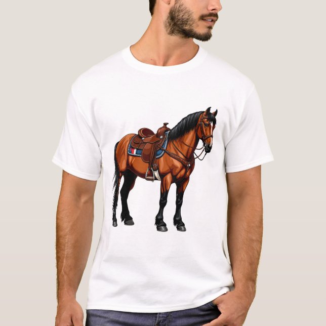 Camiseta Cavalo Marrom Elegante (Frente)