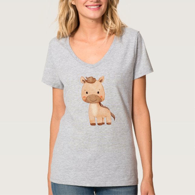 Camiseta Cavalo Marrom Fofo (Frente)