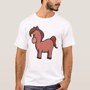 Camiseta Cavalo Marrom Fofo Pônei Kawaii Cartoon