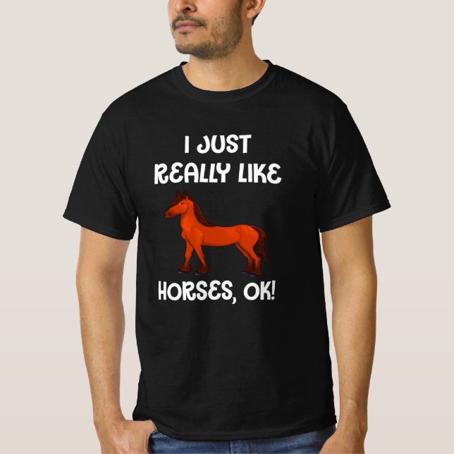 Camiseta Cavalo Marrom Presente Eu Gosto Muito De Cavalos (Frente)