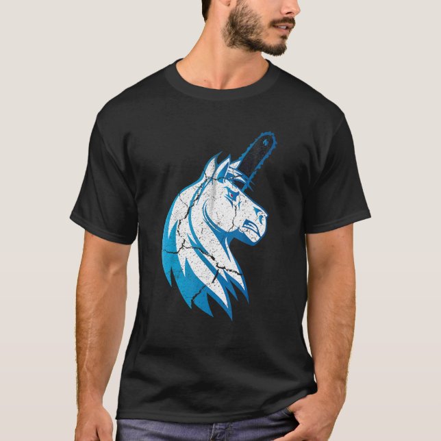 Camiseta Cavalo Mau Unicórnio Com Chá E Chamas Azuis (Frente)