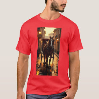 Camiseta cavalo na menina da cidade