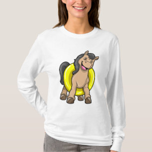 Camiseta Cavalo na praia com anel de Natação
