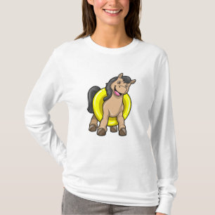 Camiseta Cavalo na praia com anel de Natação