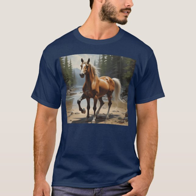 Camiseta cavalo na vida selvagem engraçado (Frente)