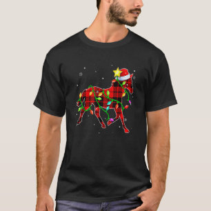 Camiseta Cavalo Natal Chapéu do Papai Noel Luzes de Natal
