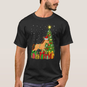Camiseta Cavalo Natal Feriado Papai Noel Cavalo Árvore de N