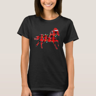 Camiseta Cavalo Natal Vermelho Xadrez Búfalo Cavalo Natal P