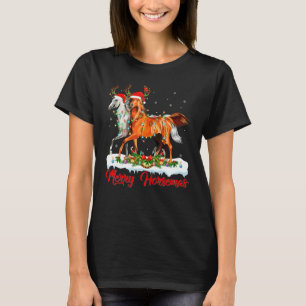 Camiseta Cavalo Natal Xmas Luz Santa Cavalo Alegre Chri