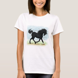 Camiseta Cavalo Negro com Gráfico de Anatomia de Estrelas e