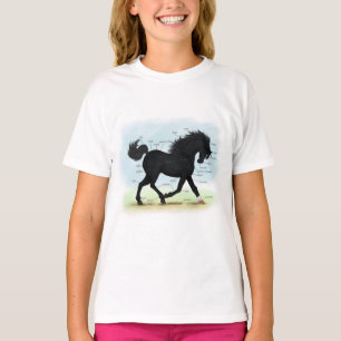 Camiseta Cavalo Negro com Gráfico de Anatomia de Estrelas e