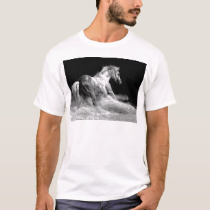 Camiseta Cavalo Negro e Branco em Ação