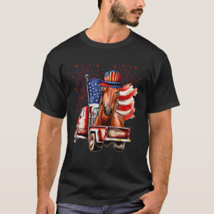 Camiseta Cavalo No Caminhão De Recepção Com Bandeira Americ