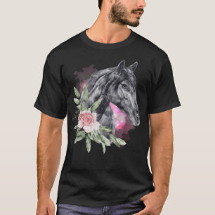 Camiseta Cavalo nos animais da flor da sabrina